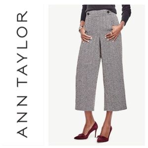 Ann Taylor Herringbone Wide Leg Crop Pants